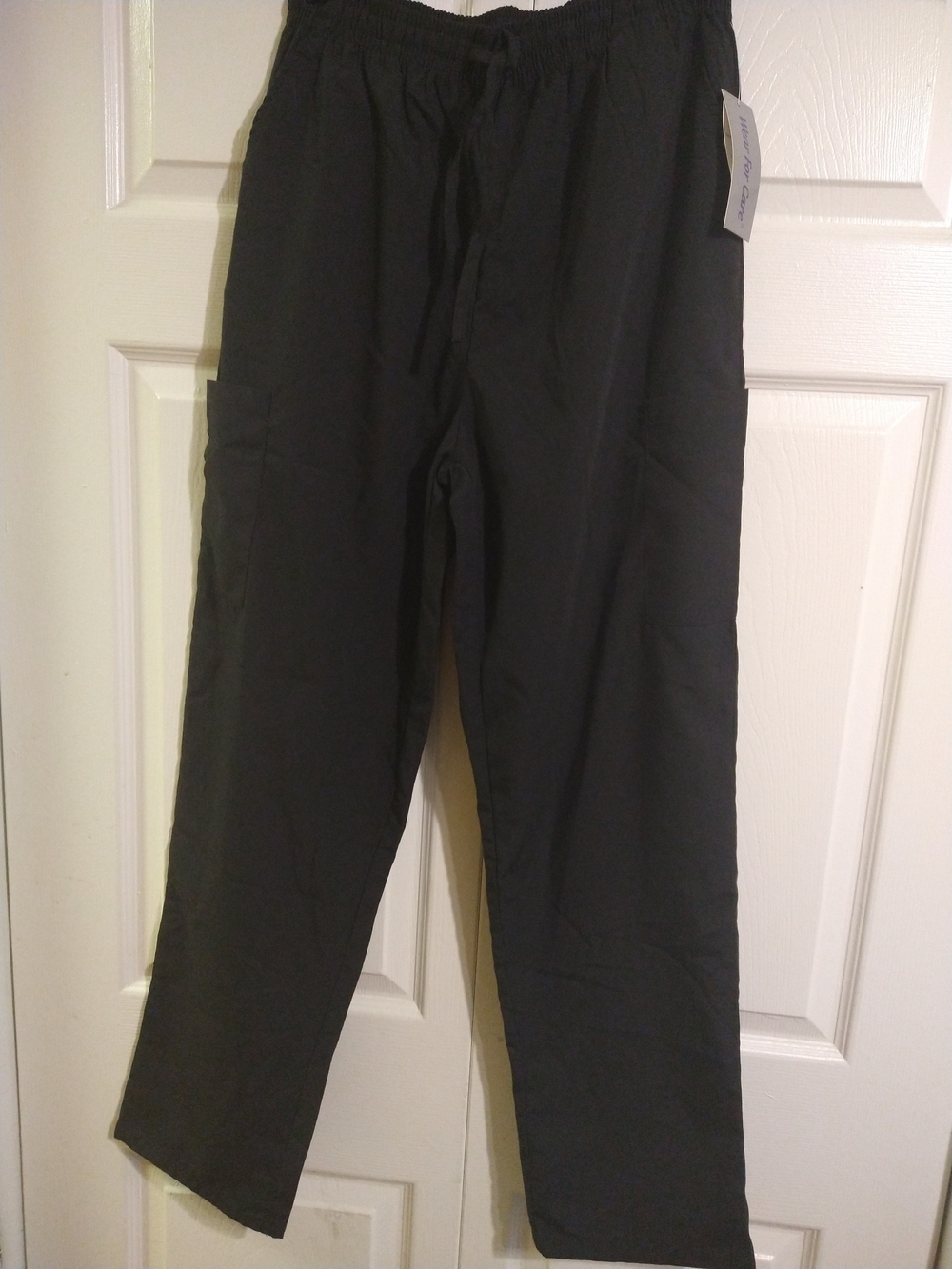 Men's  Scrub Black Elastic Waist Utility Pants